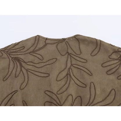 Bomberjacke mit Wildlederstruktur und Stickerei