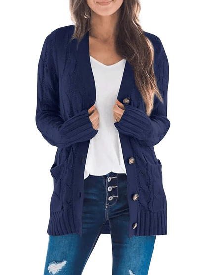 Strickjacke mit offenem Vorderteil und Zopfmuster