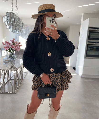 Cozy Chic Damen-Strickjacke mit Knöpfen und Taschen