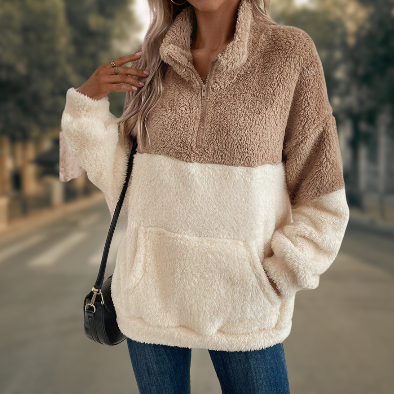 Maddison® | Modischer zweifarbiger Pullover mit Tasche