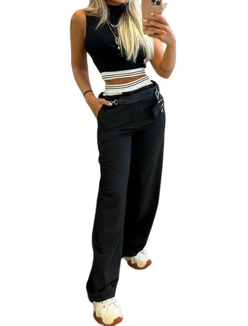 Corina® I Zweiteilige lässige Damen-Outfits, schlichte, lässige Yoga-Hose mit weitem Beinausschnitt