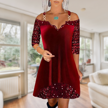 Mara® | Elegantes rotes Paillettenkleid