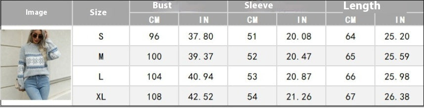 Gemütlicher Winterpullover mit Schneeflockenmuster und halbem Rollkragen