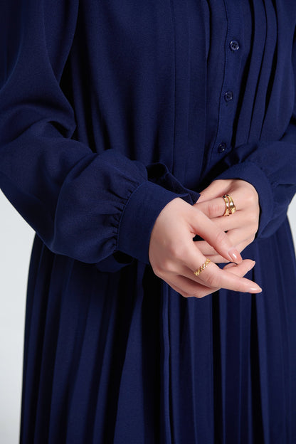 Faltenkleid aus Chiffon mit Puffärmeln