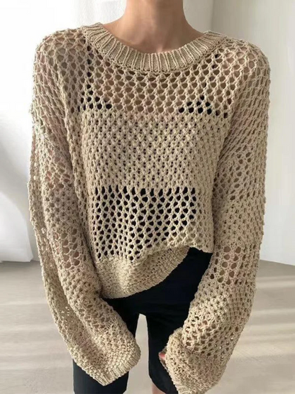 Leichter offener Häkelpullover für Lagenlook