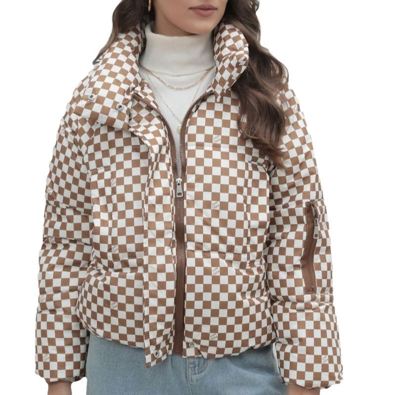 Damen Steppjacke Winddicht mit hohem Kragen