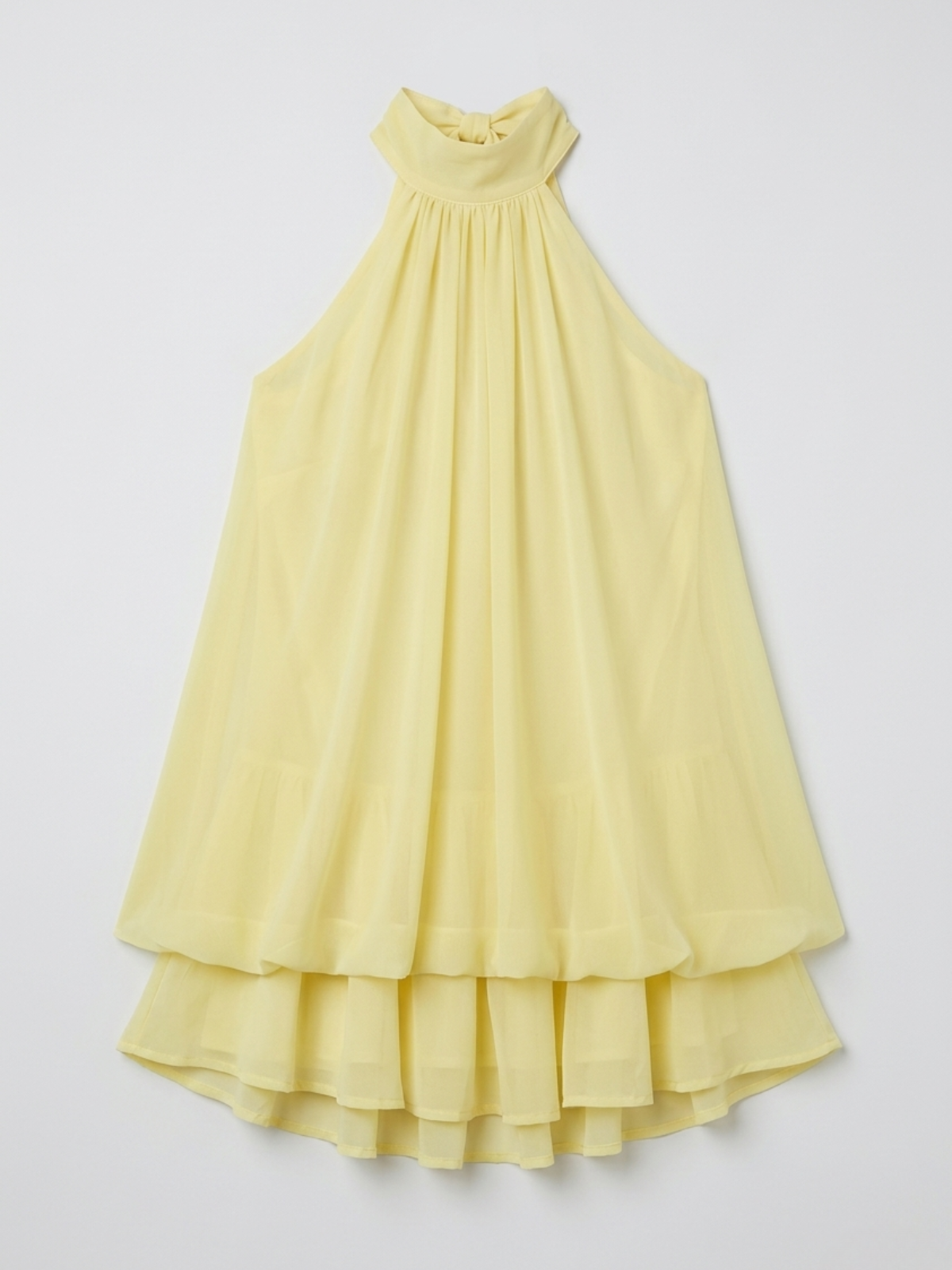 Ärmelloses Damen-Minikleid mit Neckholder und doppeltem Volant-Saum