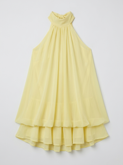 Ärmelloses Damen-Minikleid mit Neckholder und doppeltem Volant-Saum