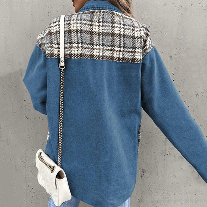 Schicke Kariertes Jacke mit Klassischem Kragen für Damen
