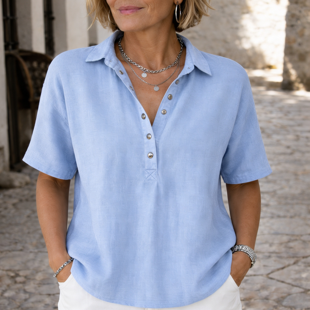 Elegante Damenbluse mit Kragen und Knopfleiste vorne