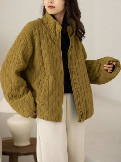 Strukturierte Jacke mit Stehkragen und Seitentaschen