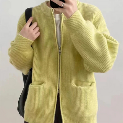 Eleganter Reißverschluss-Cardigan für Damen in Übergröße Komfort