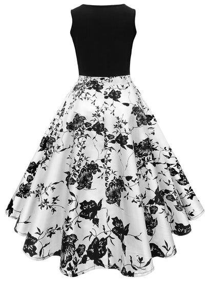 Vintage 1950er Floral A-Linien Cocktail Pin-Up Kleid