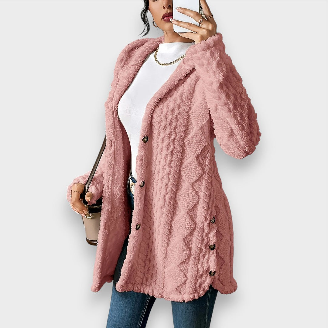 Gemütlicher Plüsch-Kapuzenpullover-Cardigan