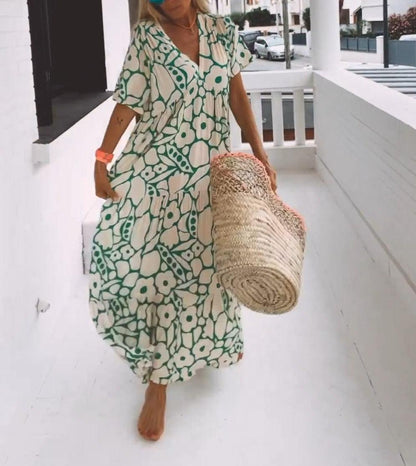 Bequemes Maxikleid mit kurzen Ärmeln für Damen