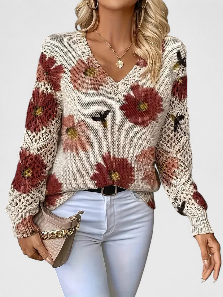 Eleganter Pullover mit floralem Muster