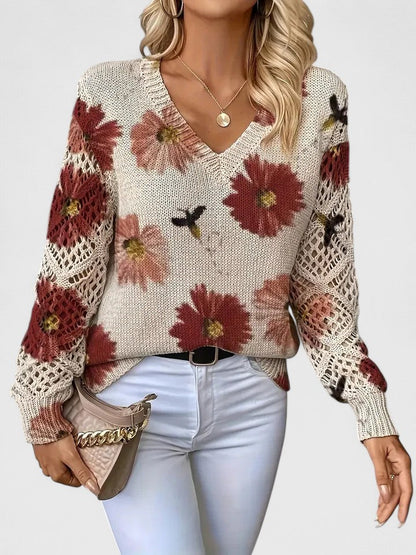 Eleganter Pullover mit floralem Muster