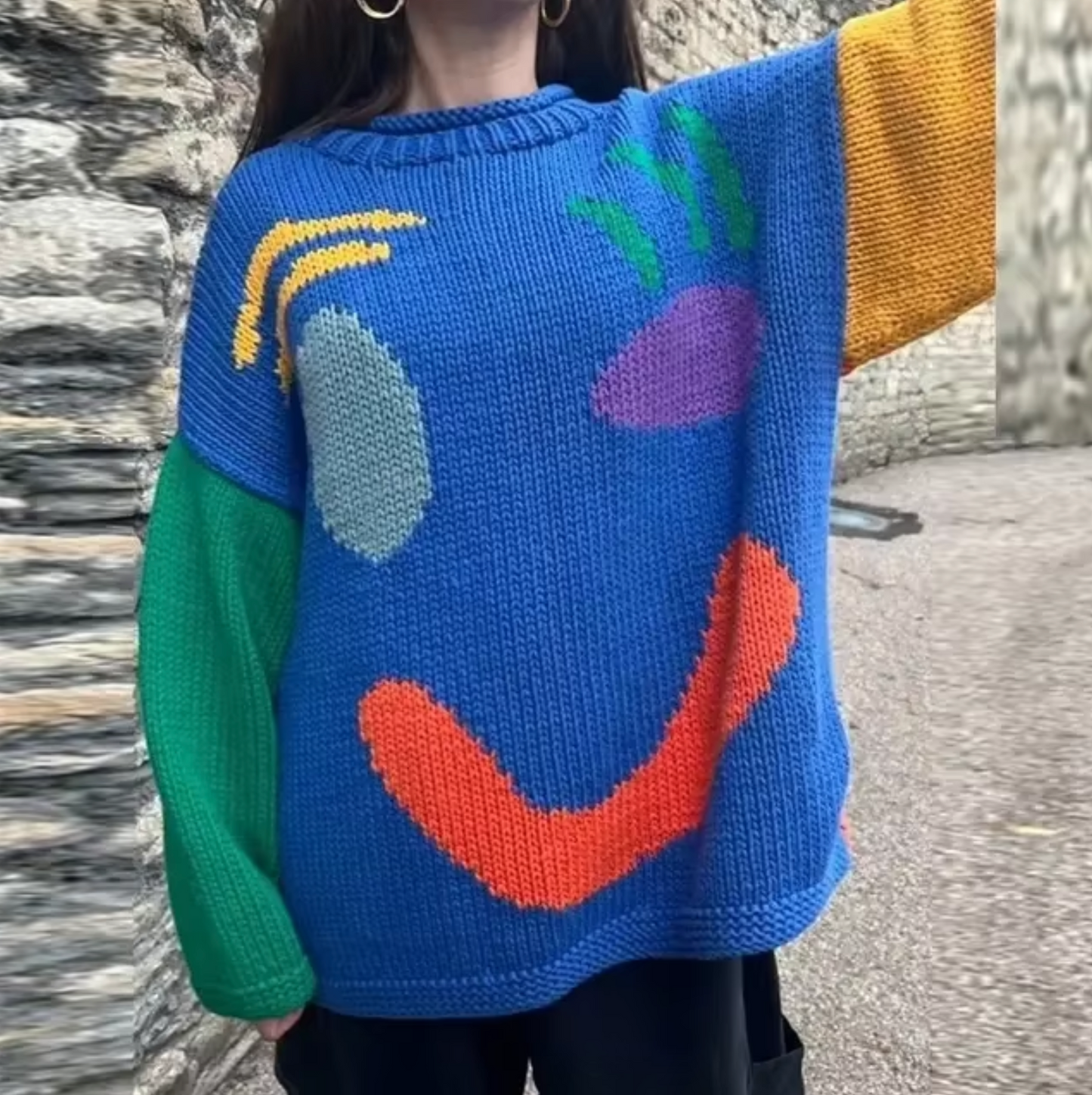 Gemütlicher übergroßer Baumwoll-Strickpullover