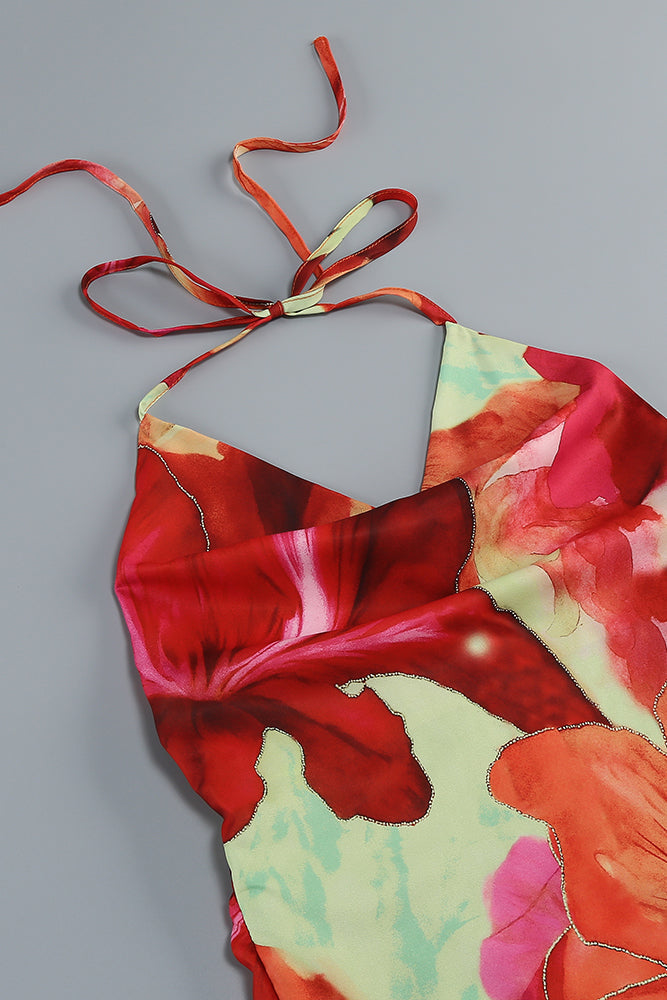 Maxikleid mit tropischem Blumenmuster