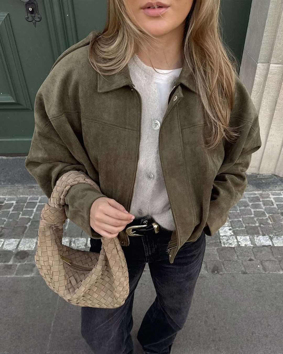 Wildleder-Bomberjacke für Damen