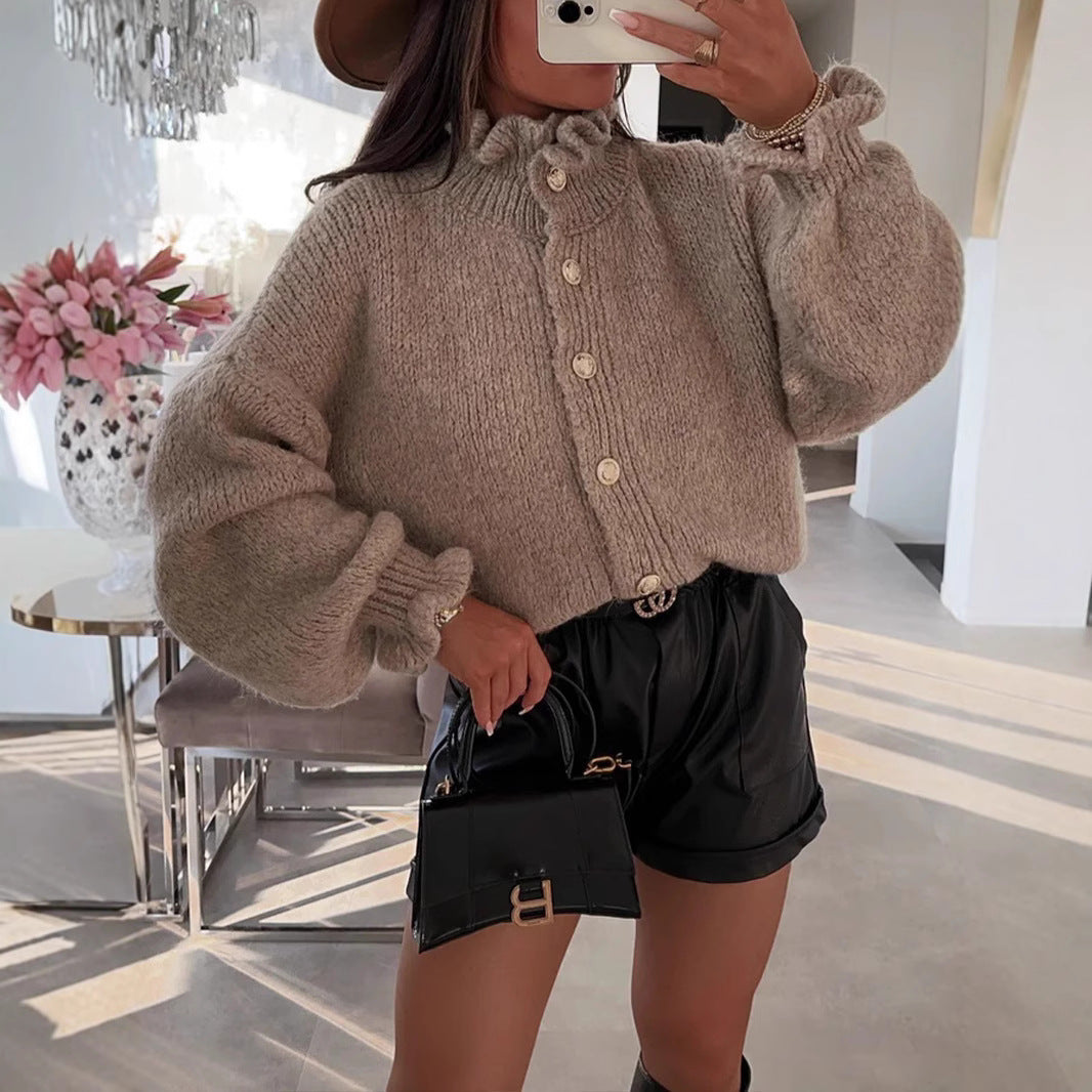 Schicker Damen-Cardigan mit Knöpfen und stylischem Kragen