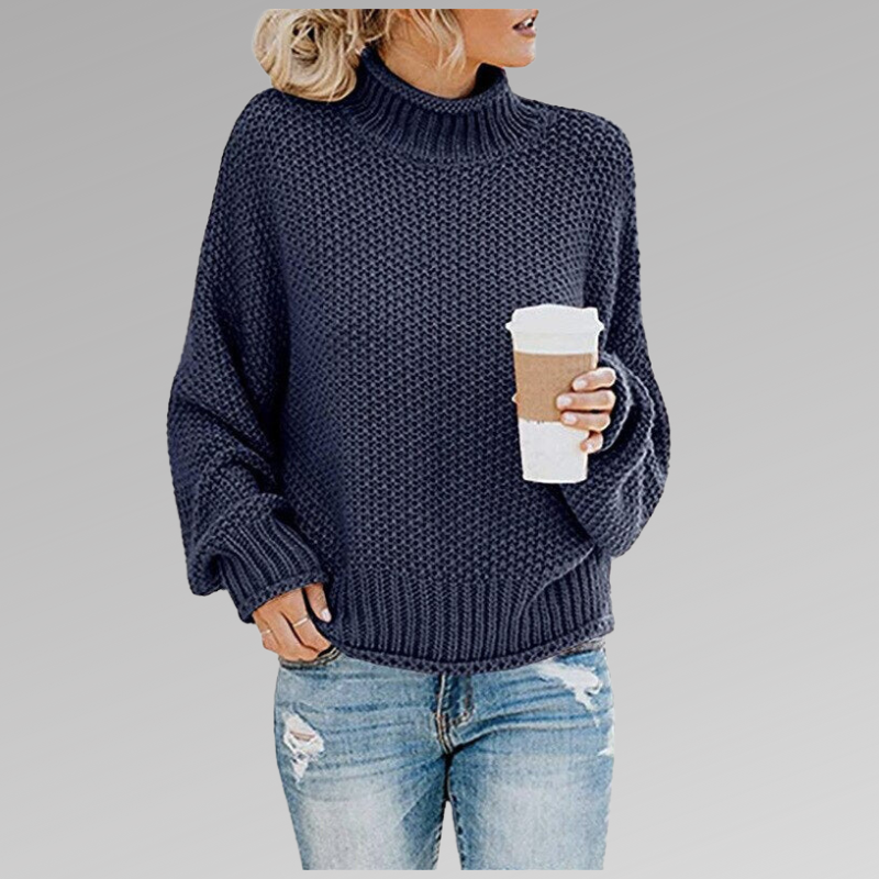 Gemütlicher Pullover mit hohem Kragen