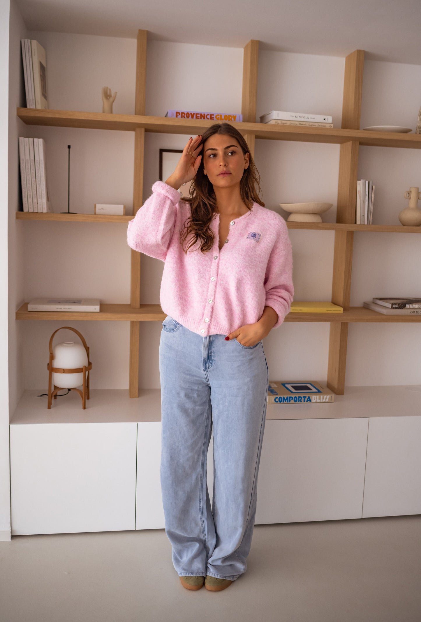 Schicker rosa gesteppter Cardigan für Lagenlooks