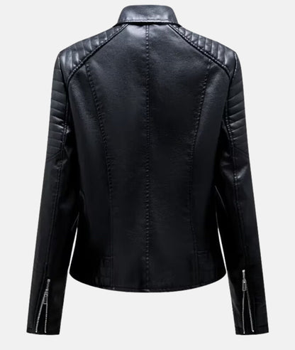 Schicke Damen Bikerjacke aus Kunstleder