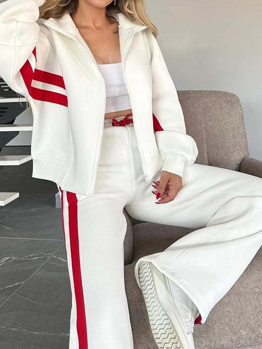 Gemütliches lässiges 2-teiliges Set mit Reißverschluss-Sweatshirt und Hose