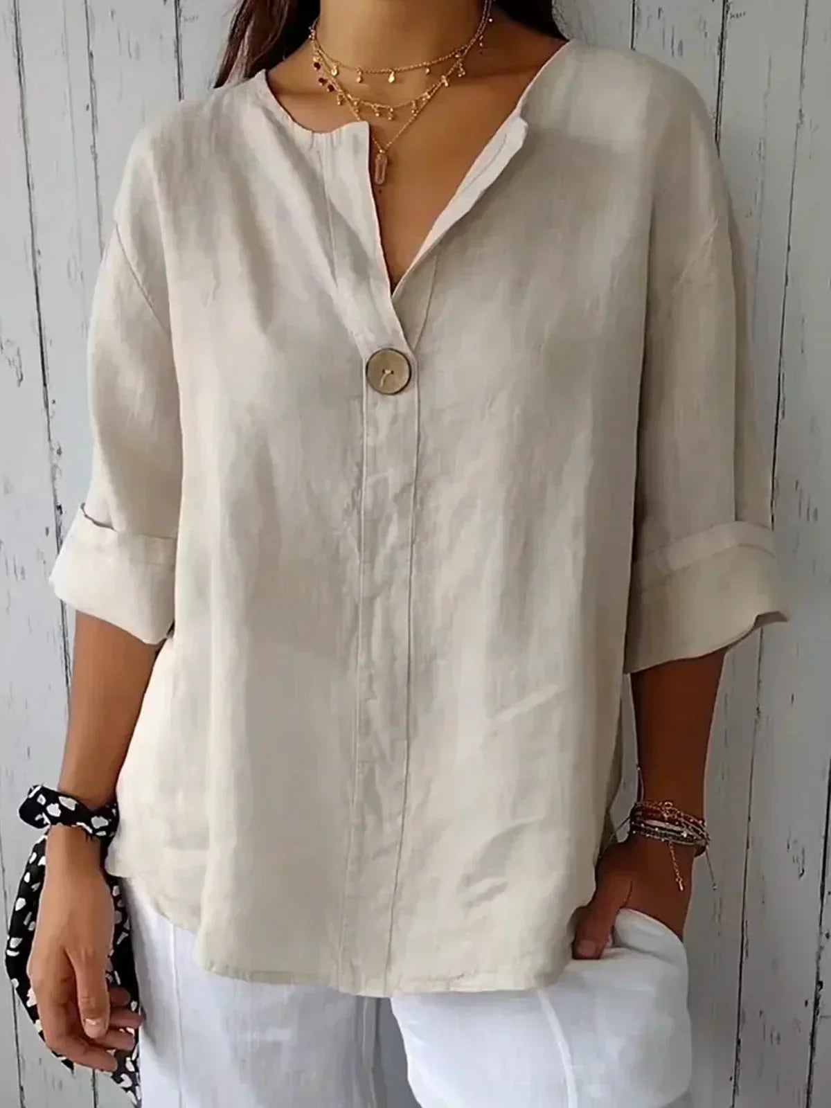 Damen Freizeitbluse mit V-Ausschnitt