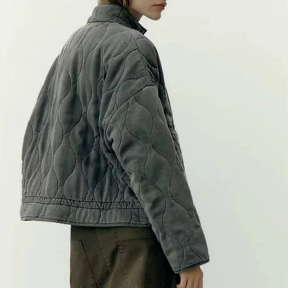 Vintage gesteppte Jacke mit klassischer Nahtverzierung