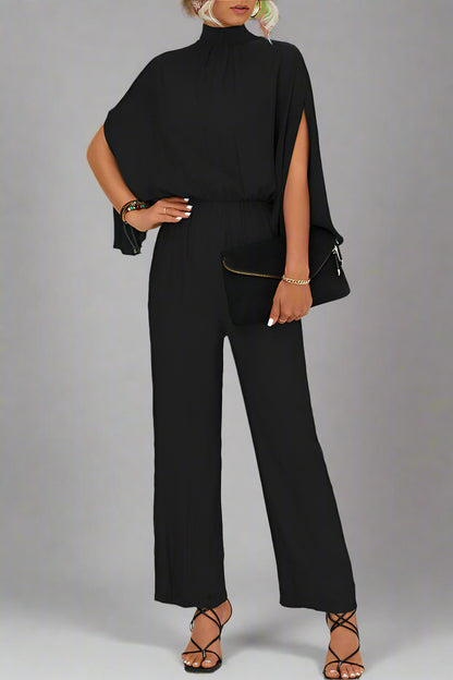 Damen Einfarbiger Jumpsuit mit Schnürung, Rückenschlitz und Langarm