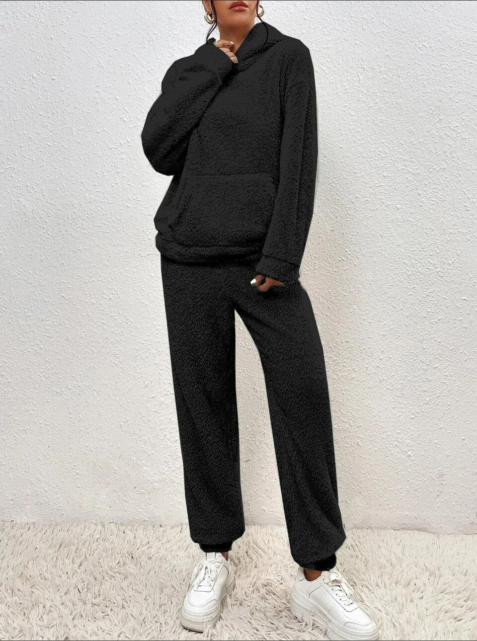 Gemütliches Teddy-Zweiteiler-Loungewear-Set für Damen
