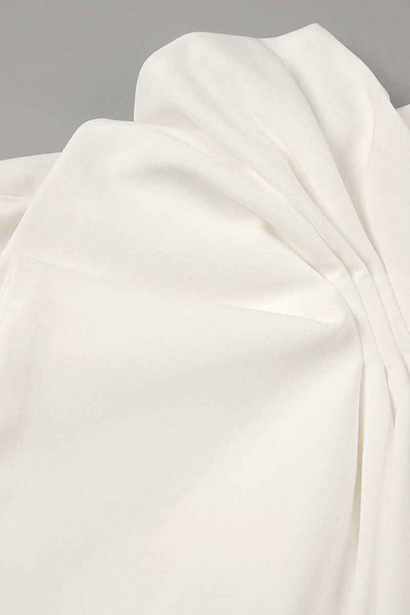 Weißes Midi-Kleid mit Schulterfreiem Rüschen-Design für Damen