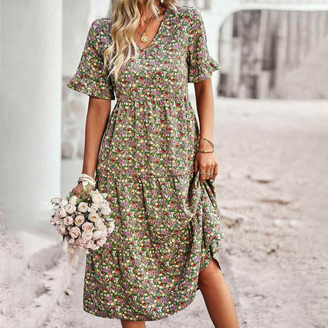 Sommer-Midikleid mit Blumendesign für Damen