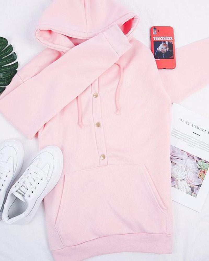 Gemütlicher rosa Hoodie mit Kängurutasche für Damen
