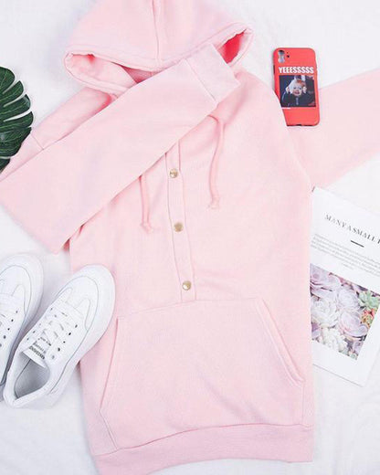 Gemütlicher rosa Hoodie mit Kängurutasche für Damen