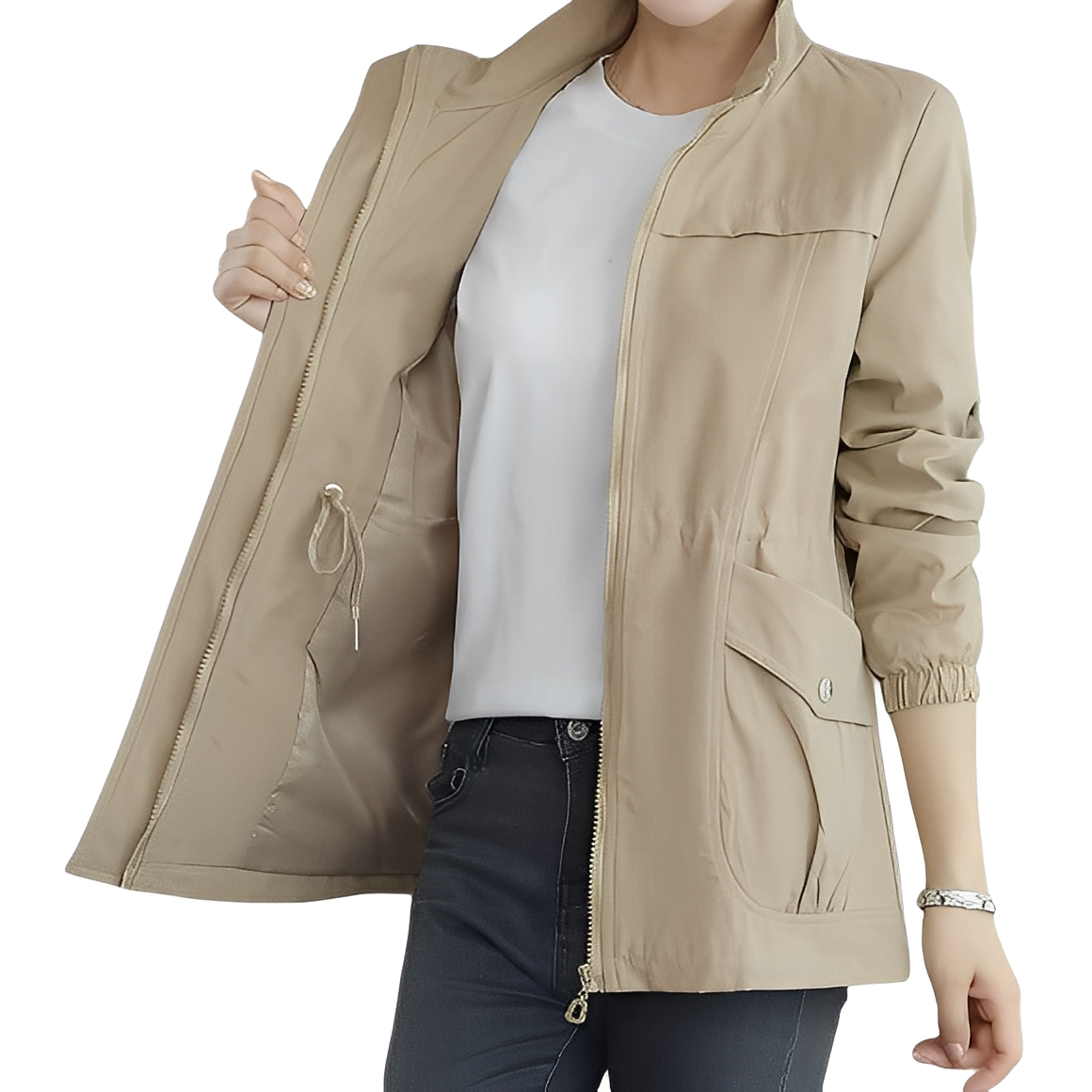 Schicke leichte Damenjacke mit verstellbarem Taillendetail
