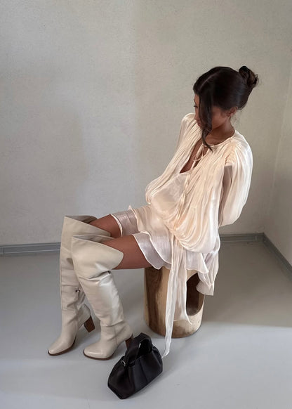 Estelle Champagner Satin Negligékleid