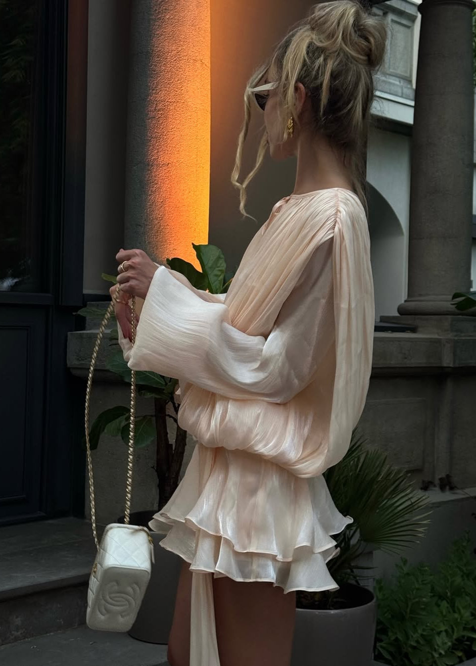 Estelle Champagner Satin Negligékleid