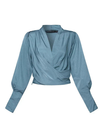 Elegante Bluse mit Puffärmeln und V-Ausschnitt für stilvolle Alltagslooks