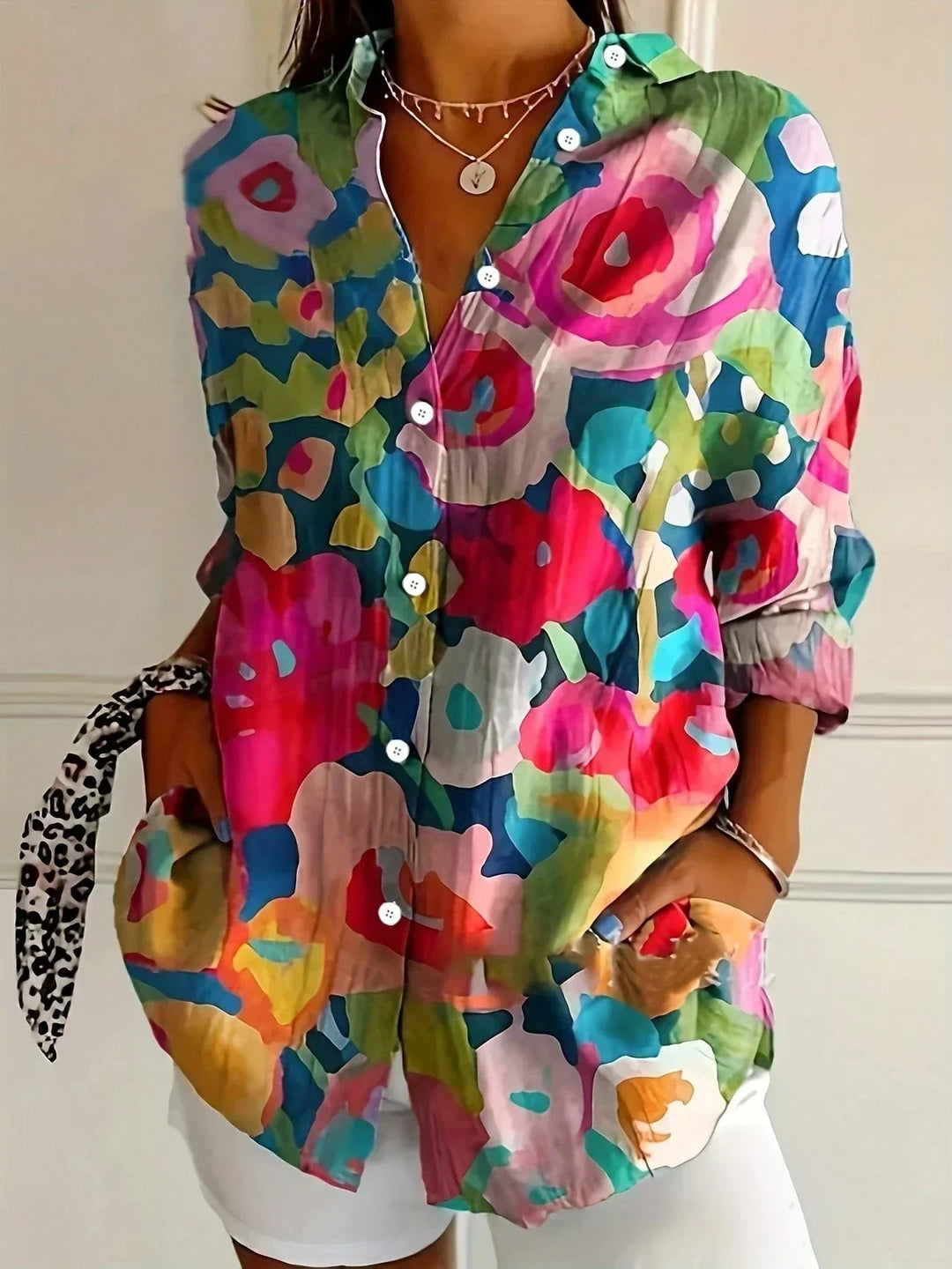 Elegantes Langarmhemd mit buntem Muster