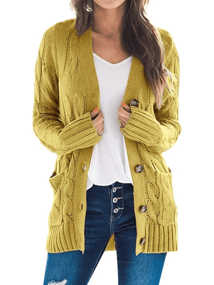 Strickjacke mit offenem Vorderteil und Zopfmuster