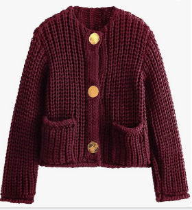 Cozy Chic Damen-Strickjacke mit Knöpfen und Taschen