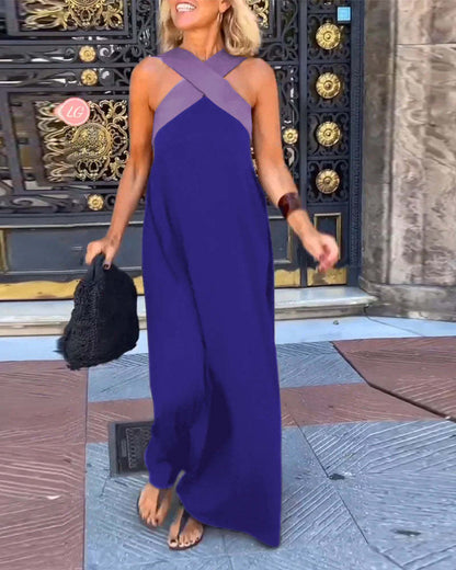 Ärmelloses Cross-Halter-Kleid mit geformter Silhouette