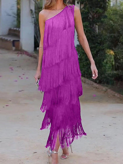 Müheloser Chic Asymmetrisches Maxikleid mit einer Schulter