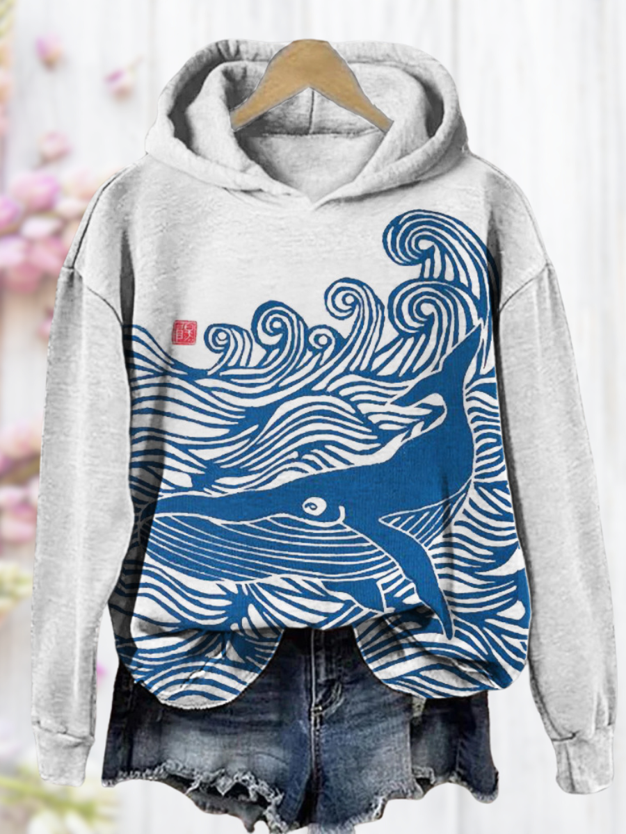 Athena® | Modischer Pullover mit Wellen- und Wal-Muster