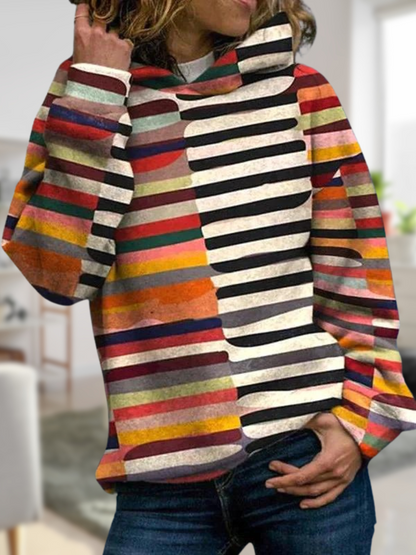 Amber® | Stylischer bunt Gestreifter Kapuzenpullover