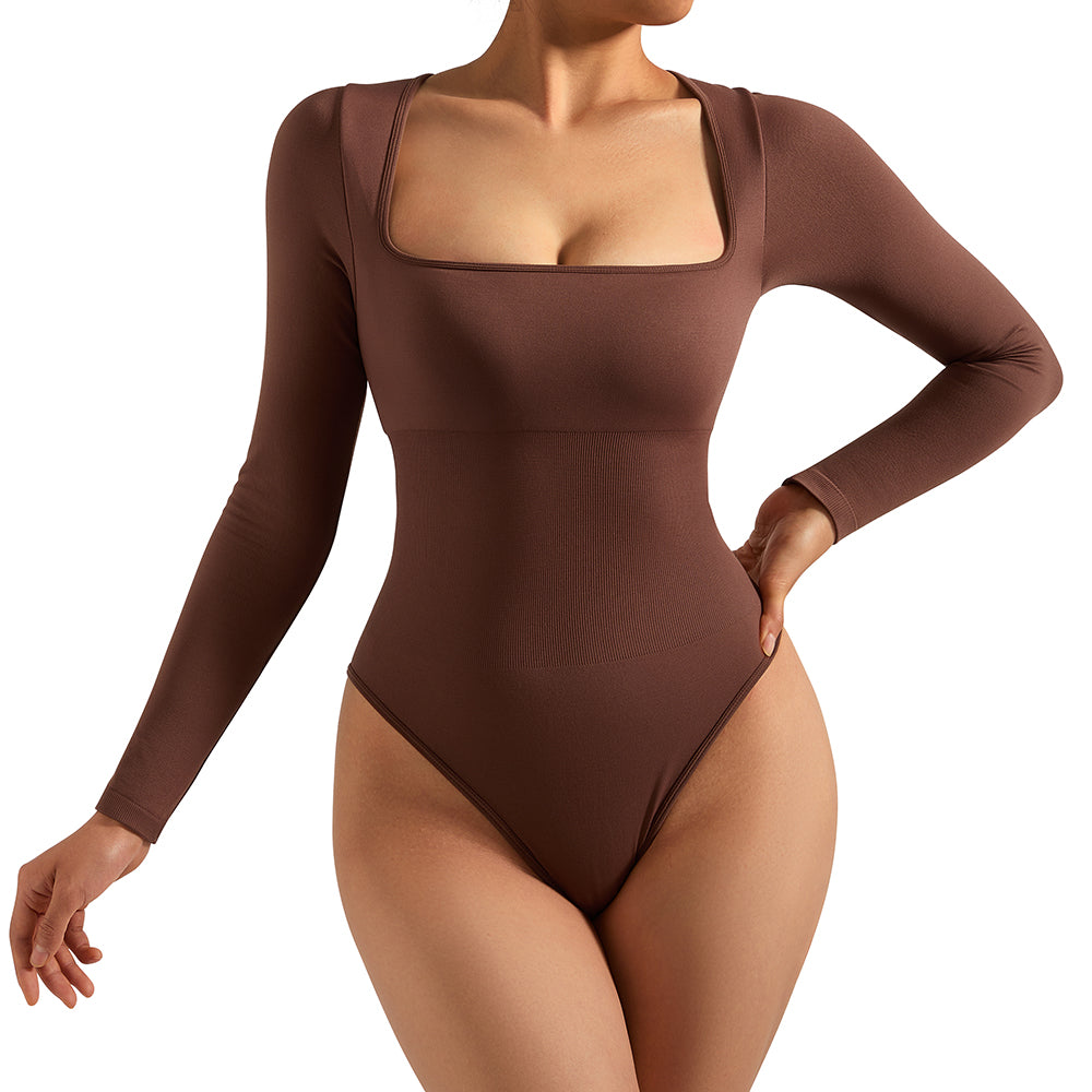 Damen Freizeit Langarm Stretch Bodyshirt