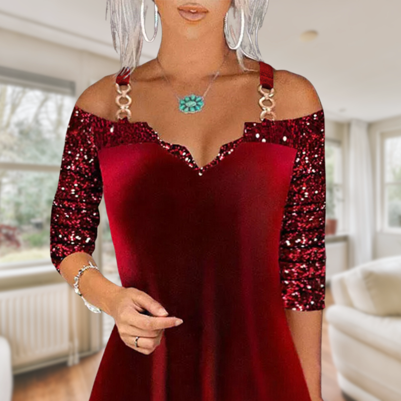 Mara® | Elegantes rotes Paillettenkleid